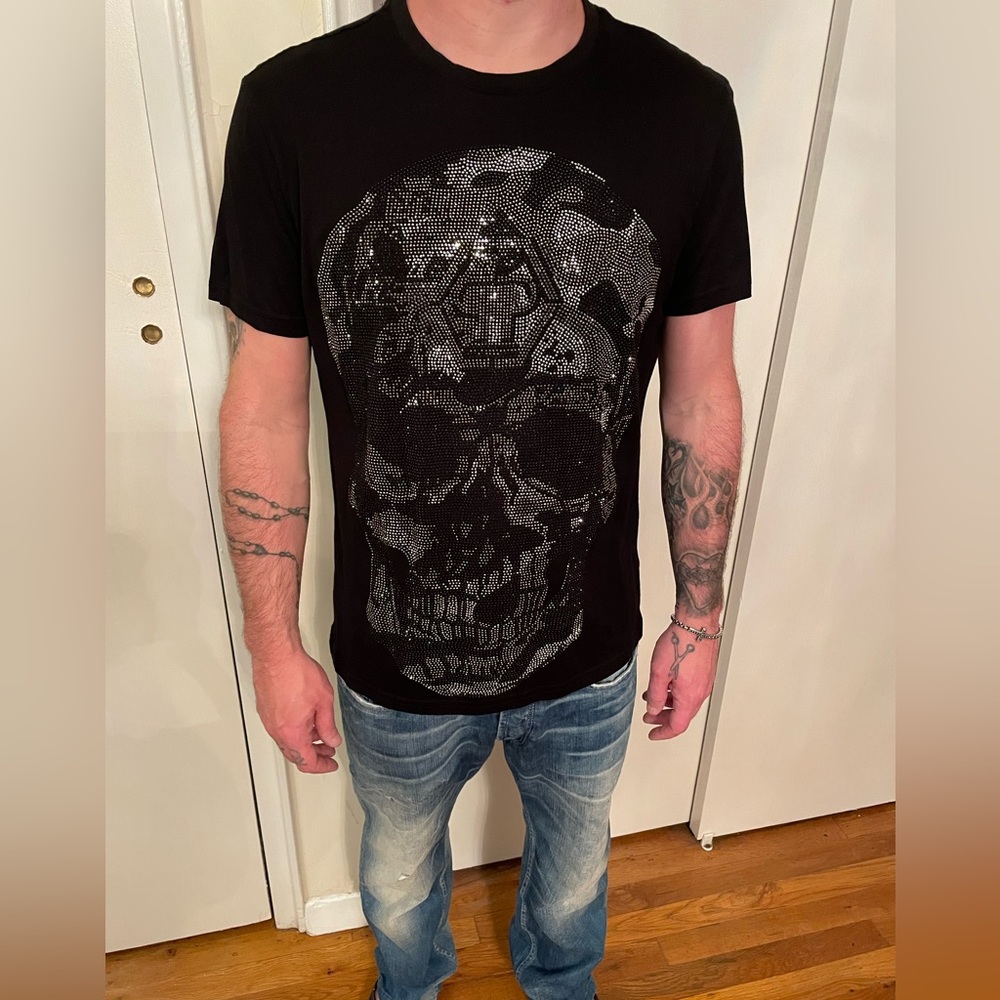 Men’s rhinestone skull tee shirt